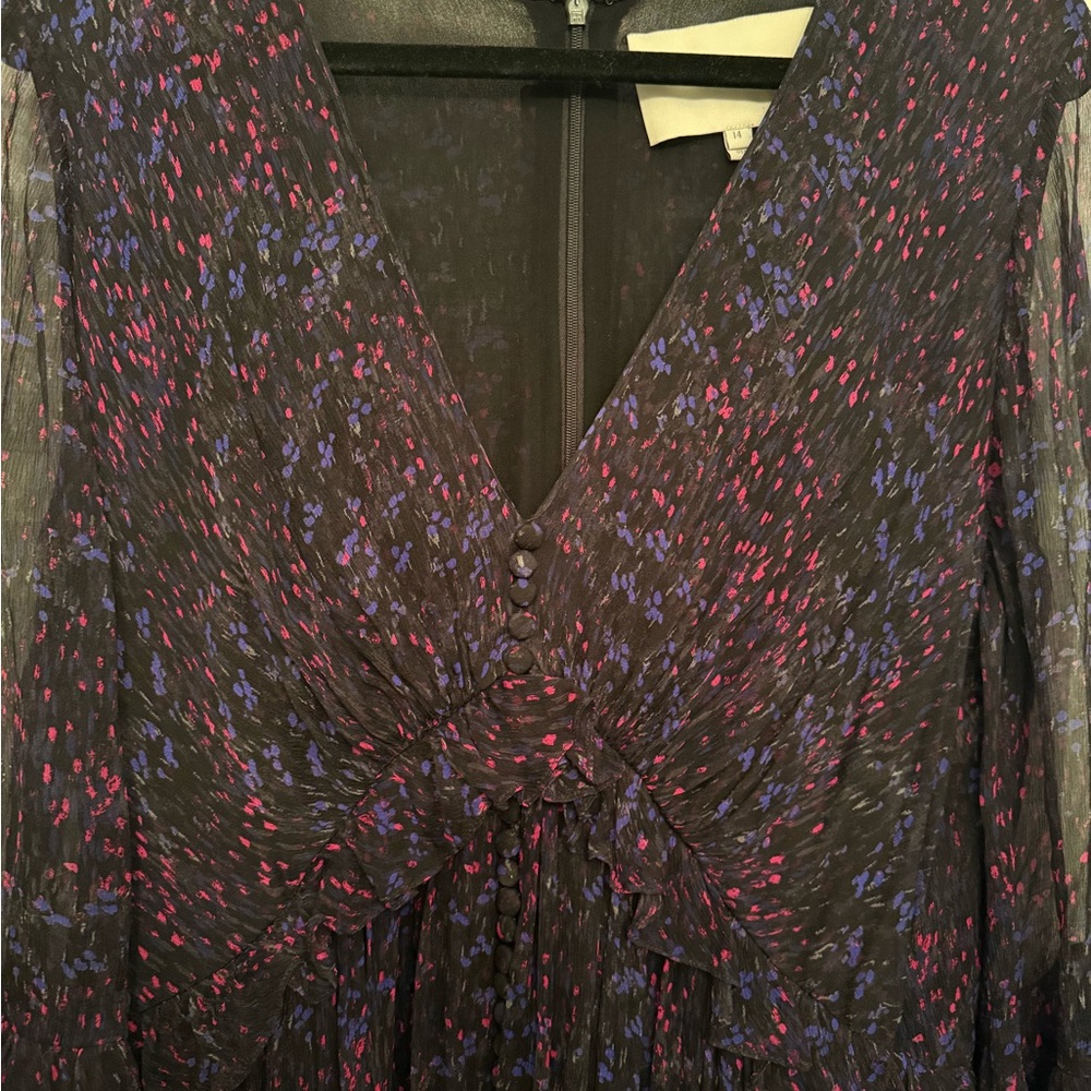 Carolina Herrera Black and Purple Long Sleeve Dress - Picture 3 of 6